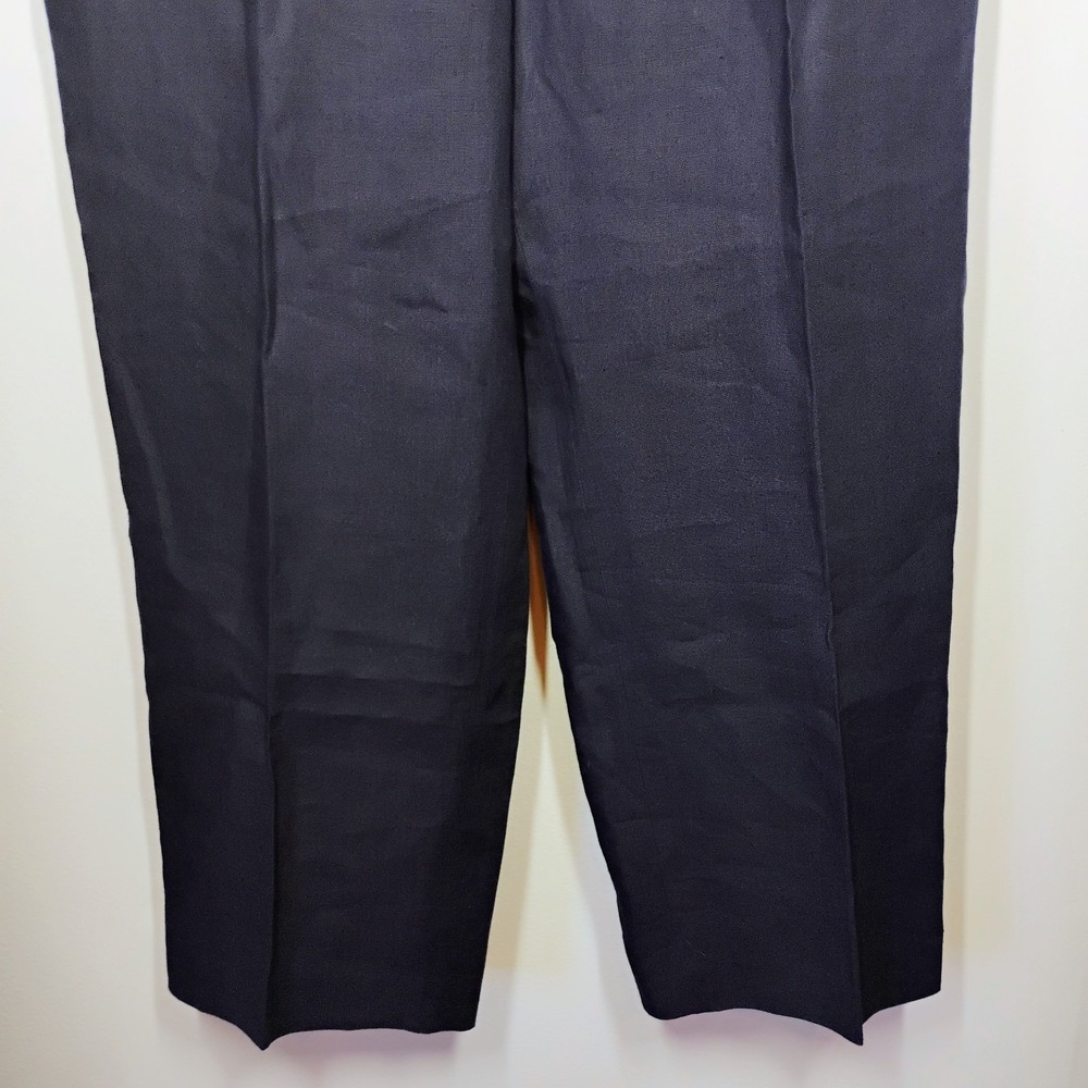 Talbots Bristol Crop Pants Navy Blue Womens 14 Linen Minimalist Career Summer - Picture 4 of 11